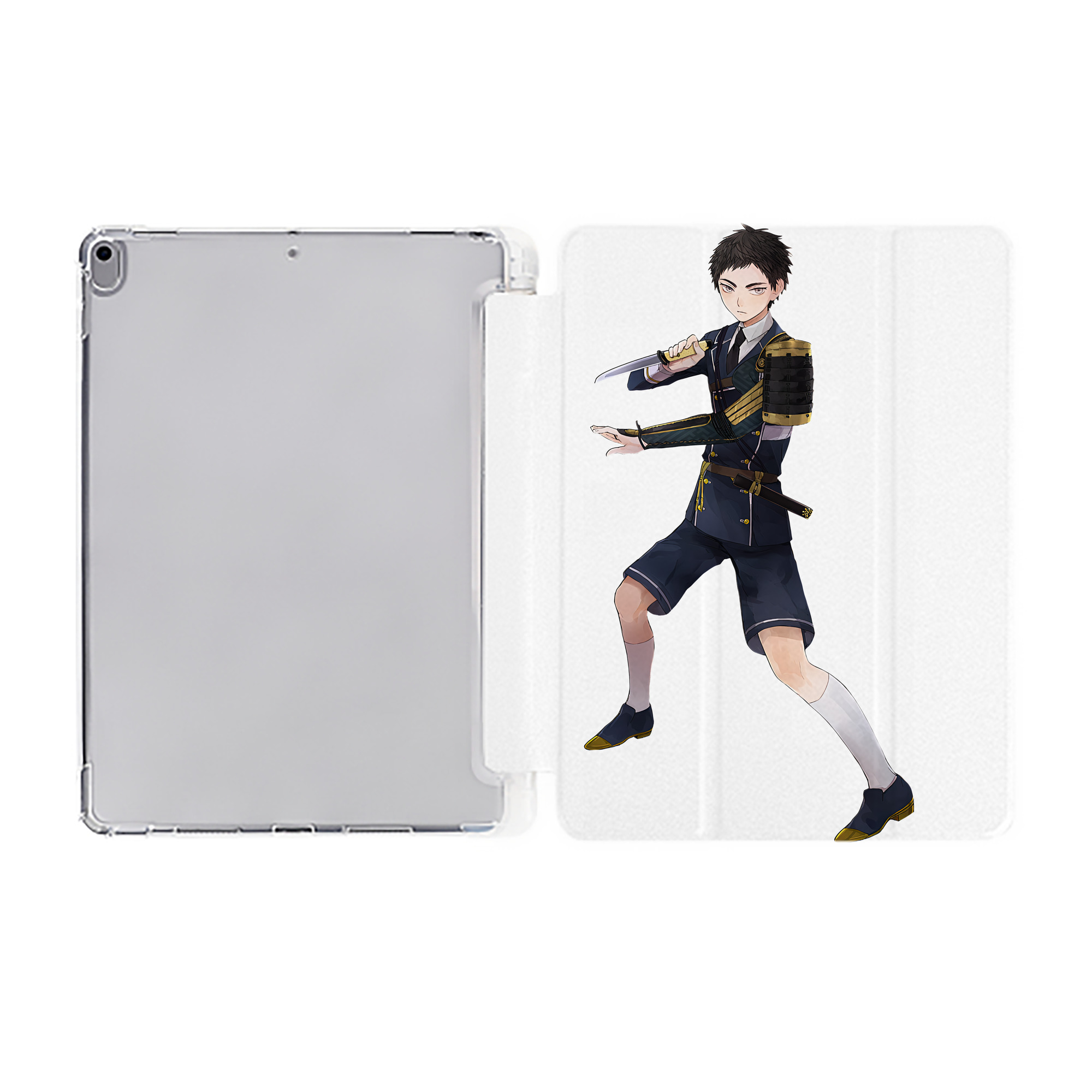 （画像用） 刀剣乱舞 Touken Ranbu IPad ケース ペン収納付き 三つ折りスタンド PUレザー×シリコン 対応機種9.5/10.5/10.9インチ